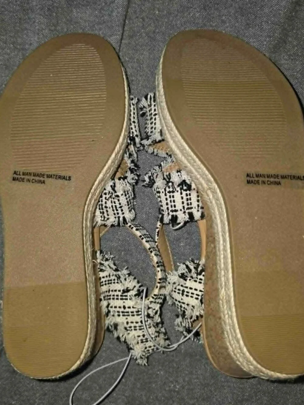 Report Black & White Tweed Espadrille Wedge Sandals